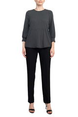 Adrianna Papell Crew Neck 3/4 Sleeves Crepe Top by Curated Brands