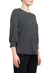 Adrianna Papell Crew Neck 3/4 Sleeves Crepe Top by Curated Brands