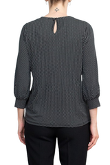 Adrianna Papell Crew Neck 3/4 Sleeves Crepe Top by Curated Brands