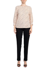 Adrianna Papell Crew Neck 3/4 Sleeves Crepe Top by Curated Brands