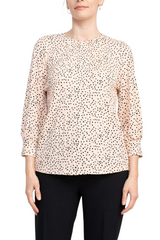 Adrianna Papell Crew Neck 3/4 Sleeves Crepe Top by Curated Brands