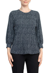 Adrianna Papell Crew Neck 3/4 Sleeves Crepe Top by Curated Brands