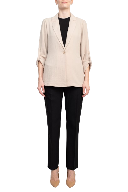 Adrianna Papell Sport Collar Neck One Button 3/4 Sleeve Woven Blazer by Curated Brands