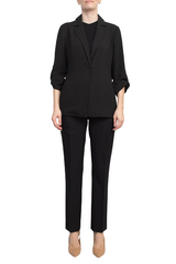 Adrianna Papell Sport Collar Neck One Button 3/4 Sleeve Woven Blazer by Curated Brands