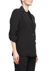 Adrianna Papell Sport Collar Neck One Button 3/4 Sleeve Woven Blazer by Curated Brands