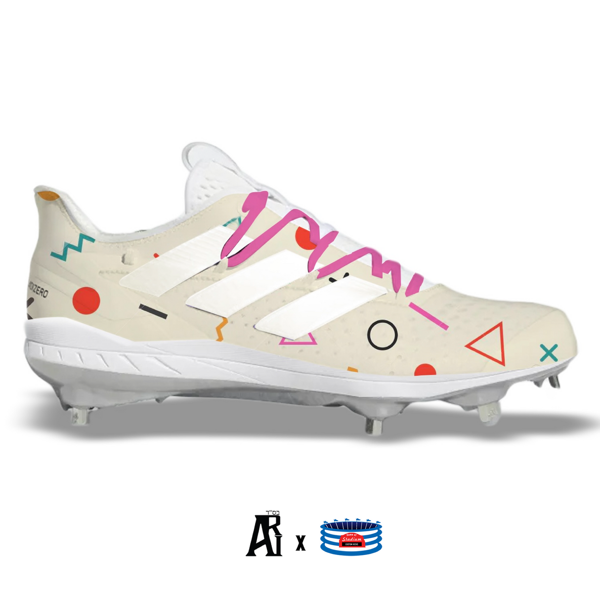 "Retro 90s Cream" Adidas Adizero Afterburner 8 Cleats by Stadium Custom Kicks