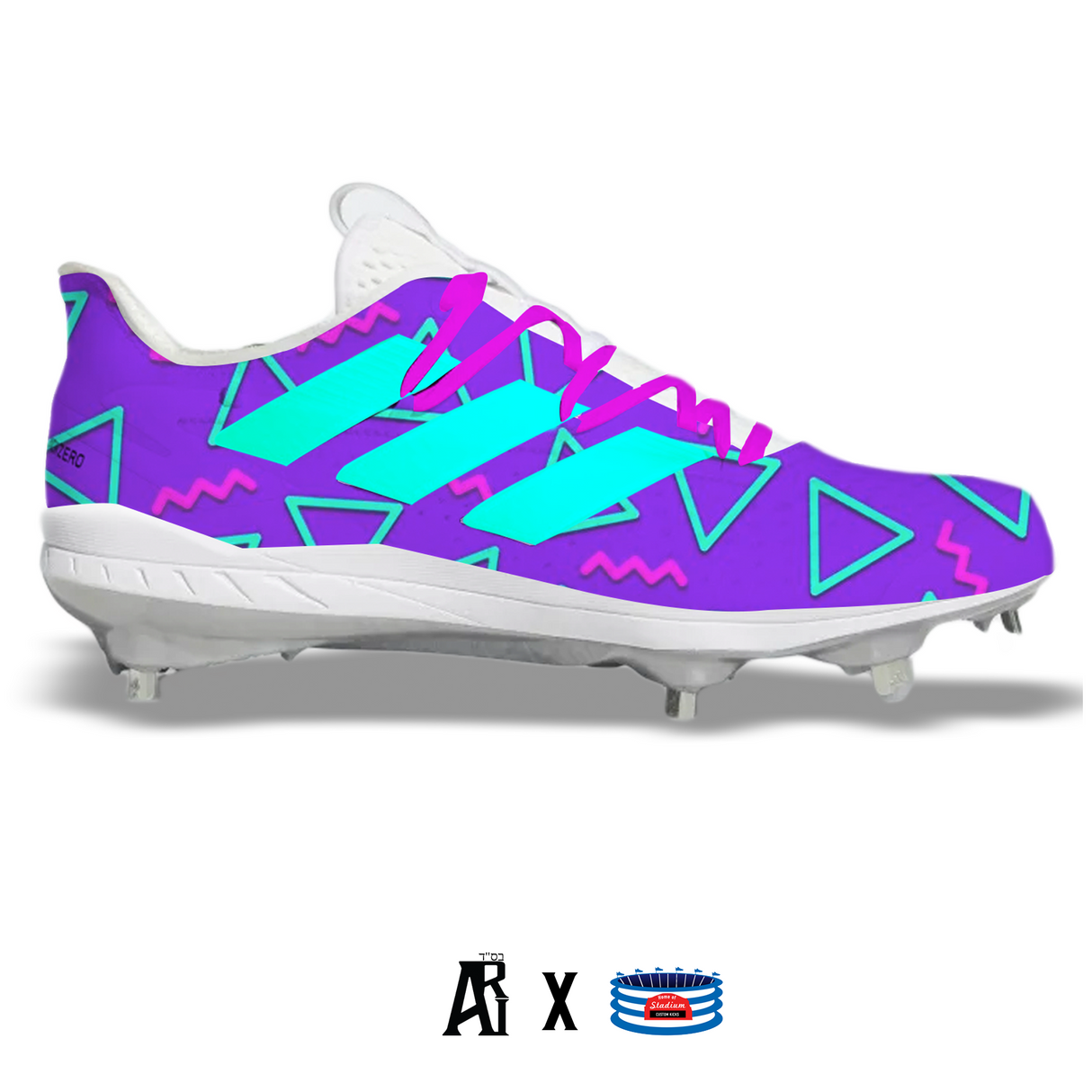 "Retro 90s Purple" Adidas Adizero Afterburner 8 Cleats by Stadium Custom Kicks