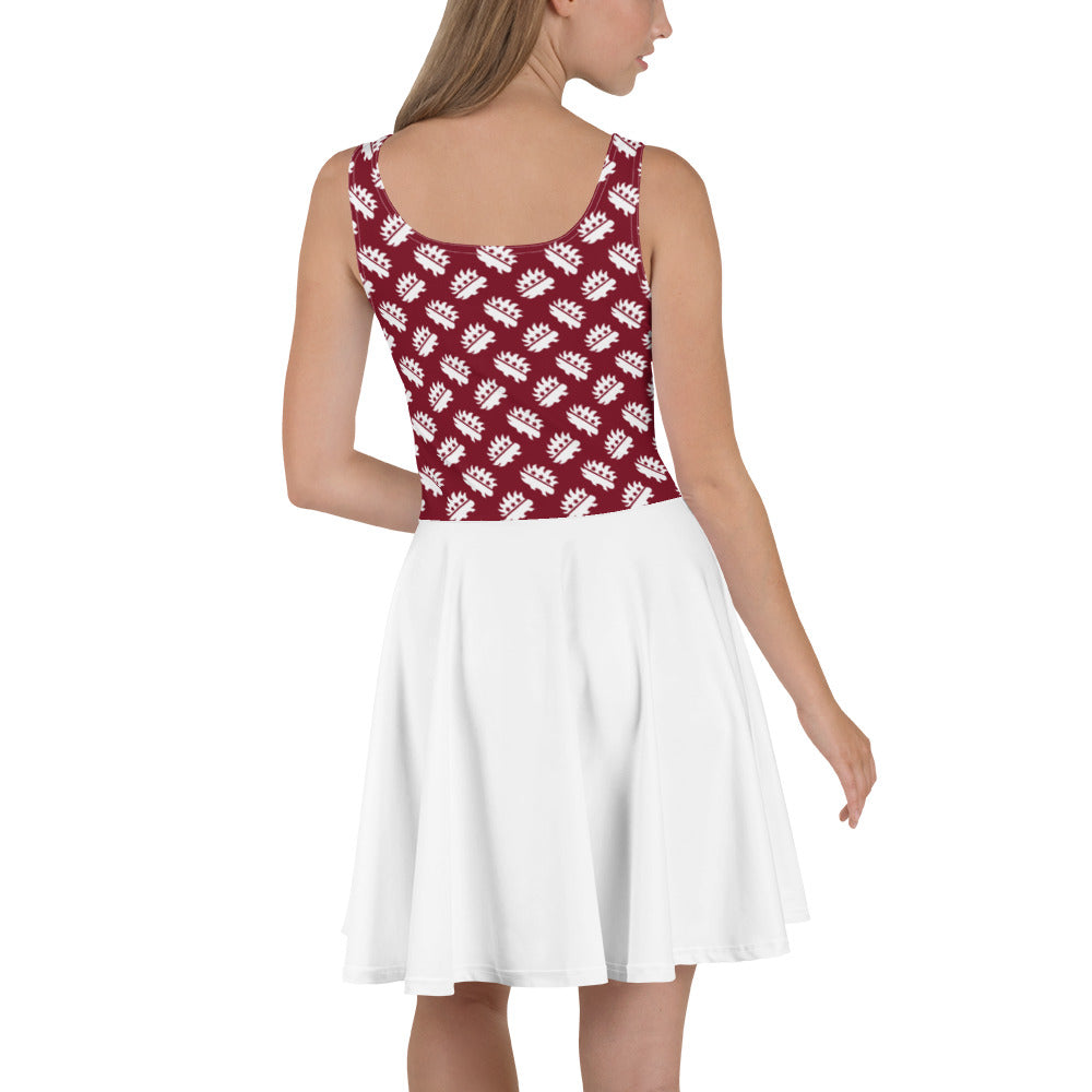 Maroon Porcupine Skater Dress (White) by Proud Libertarian