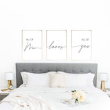 All Of Me Loves All Of You Set Of 3 Bedroom Wall Decor Prints by WinsterCreations™ Official Store