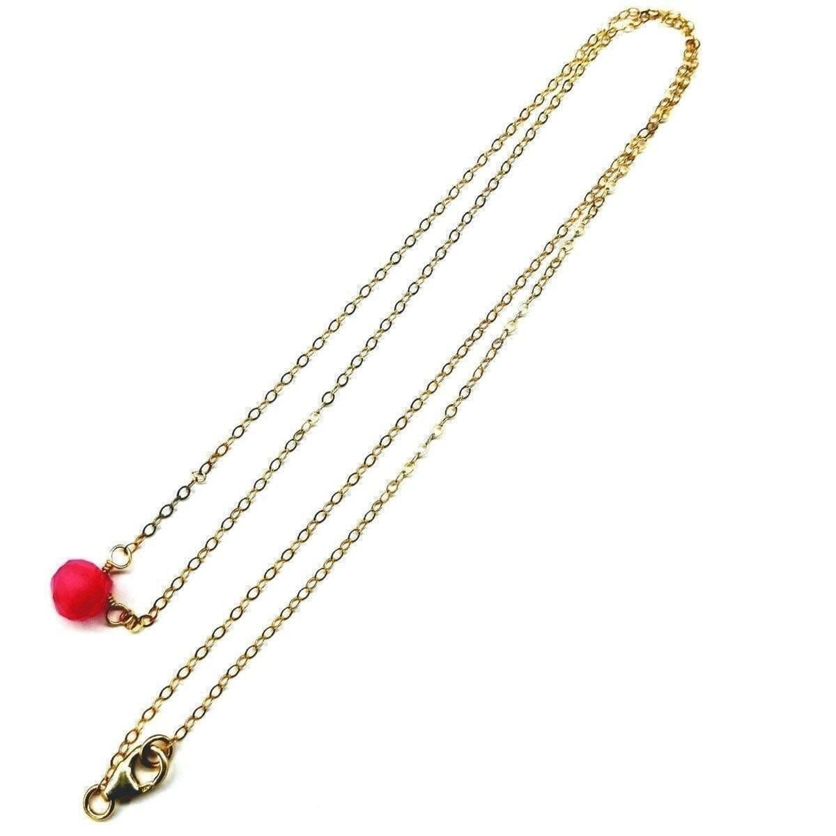 Tiny Hot Pink Chalcedony Gold Filled Necklace by Alexa Martha Designs