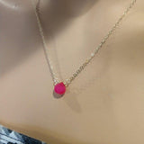 Tiny Hot Pink Chalcedony Gold Filled Necklace by Alexa Martha Designs