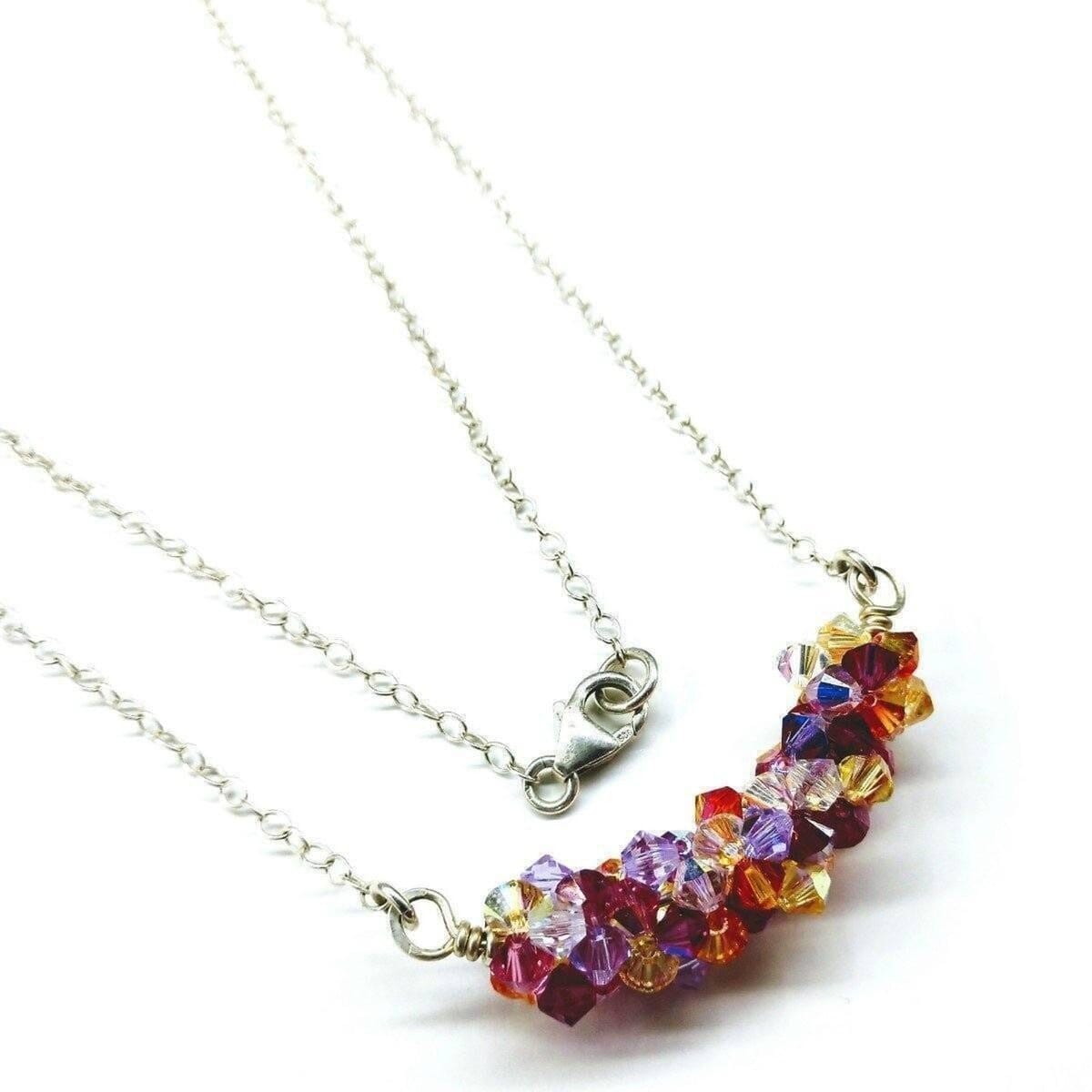 Silver Multi Color Spring Blossom Crystal Necklace by Alexa Martha Designs