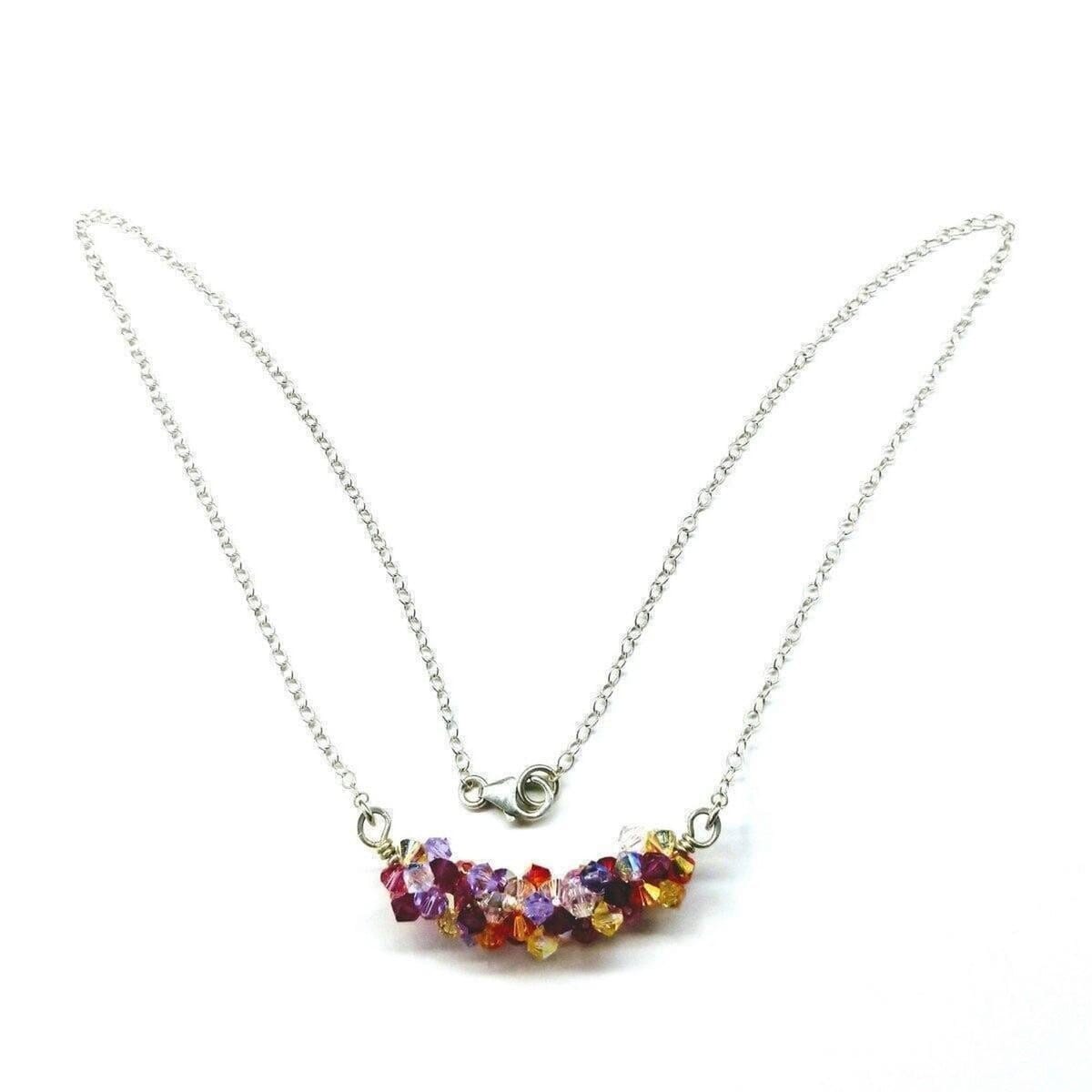 Silver Multi Color Spring Blossom Crystal Necklace by Alexa Martha Designs