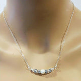 Silver Swarovski Crystal Pearl Bar Bridal Necklace by Alexa Martha Designs