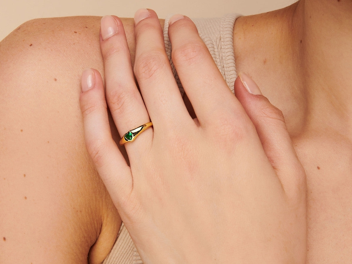 Amia Emerald Dome Ring by Little Sky Stone