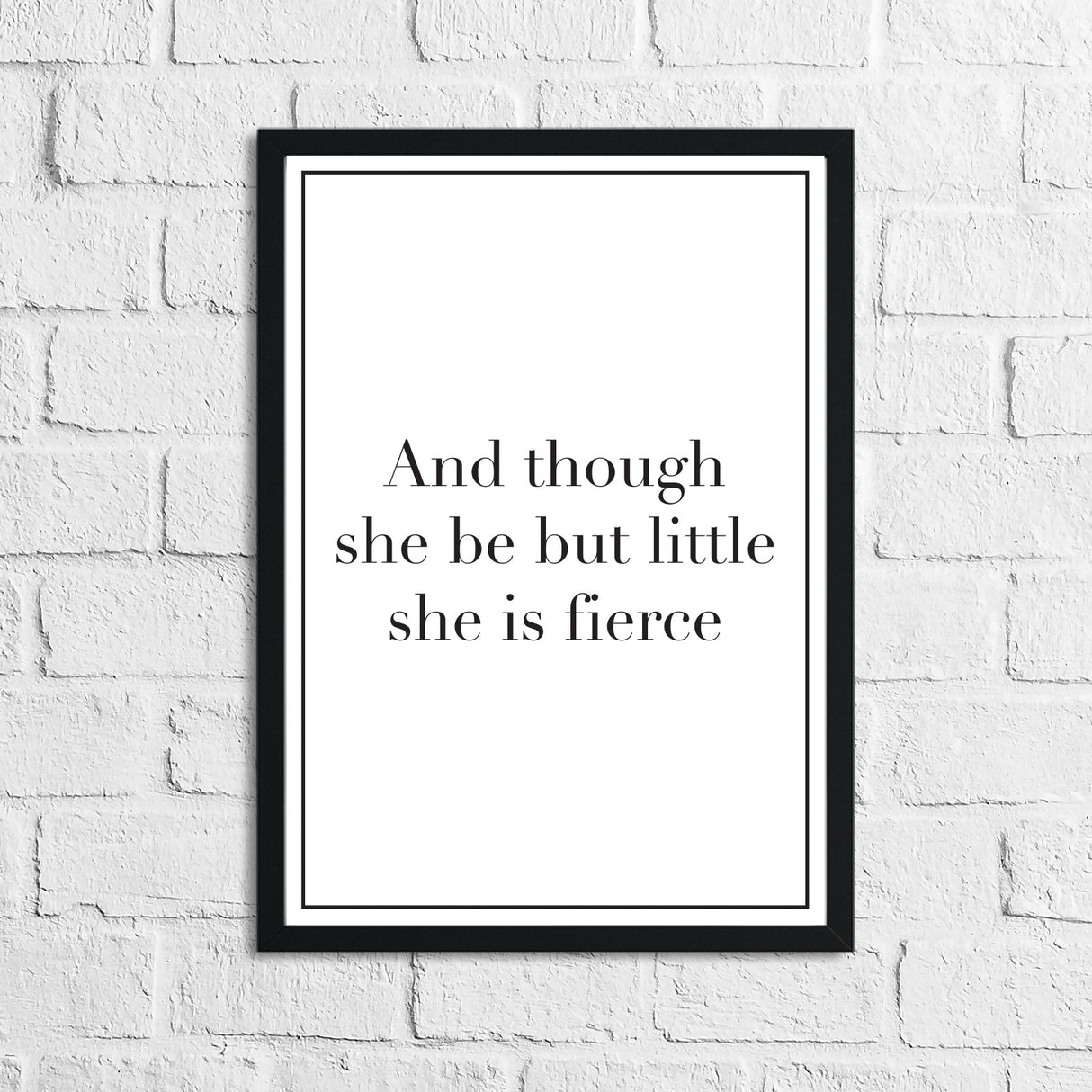 And Though She Be Little She Is Fierce Children's Room Quote Wall Decor Print (Font/Border Colour Editable) by WinsterCreations™ Official Store