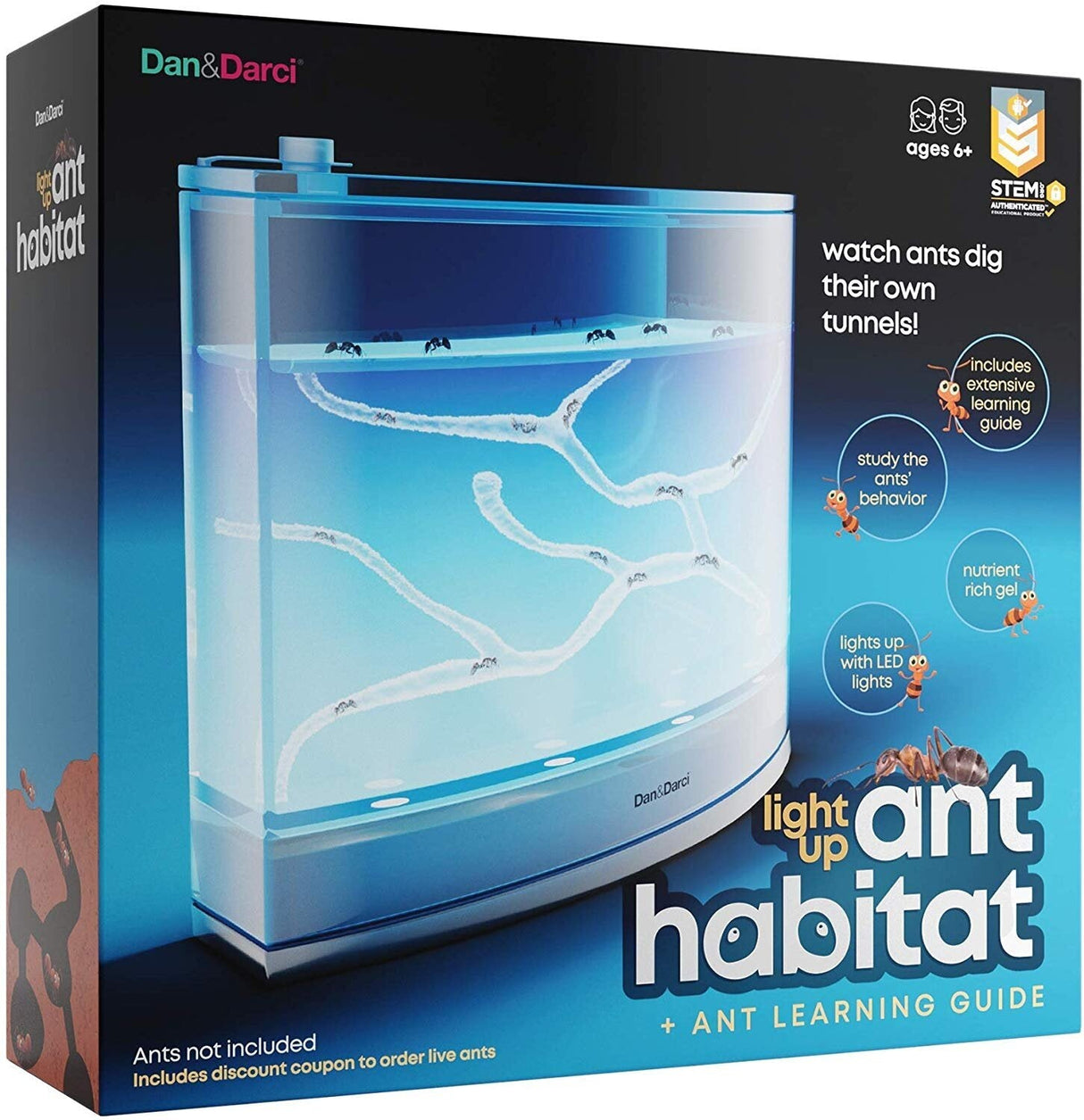 Light-up Ant Habitat- LED Ant Farm for Live Ants by Surreal Brands