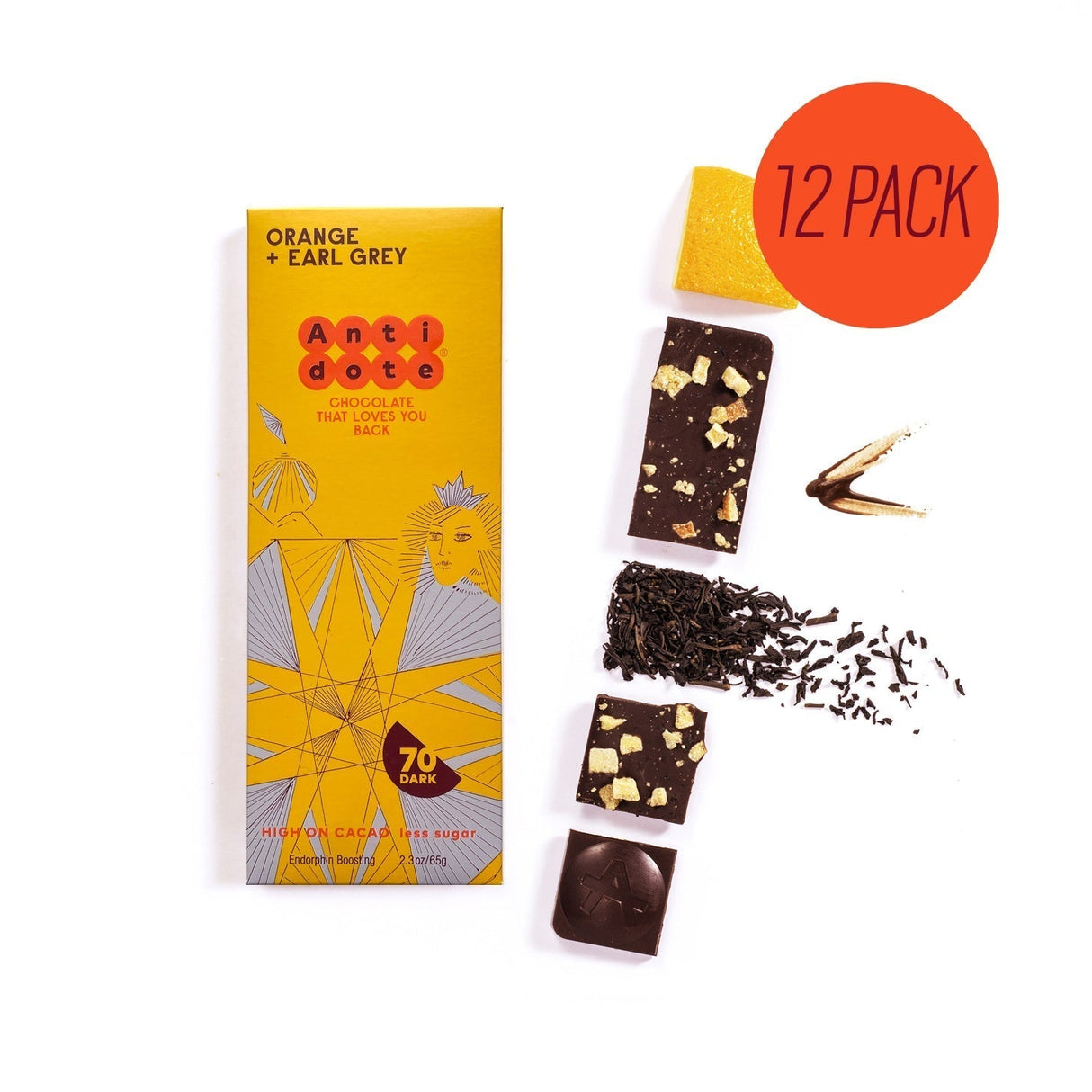 Antidote Chocolate QUEEN O: ORANGE & EARL GREY Cases - 3 cases x 12 bars by Farm2Me