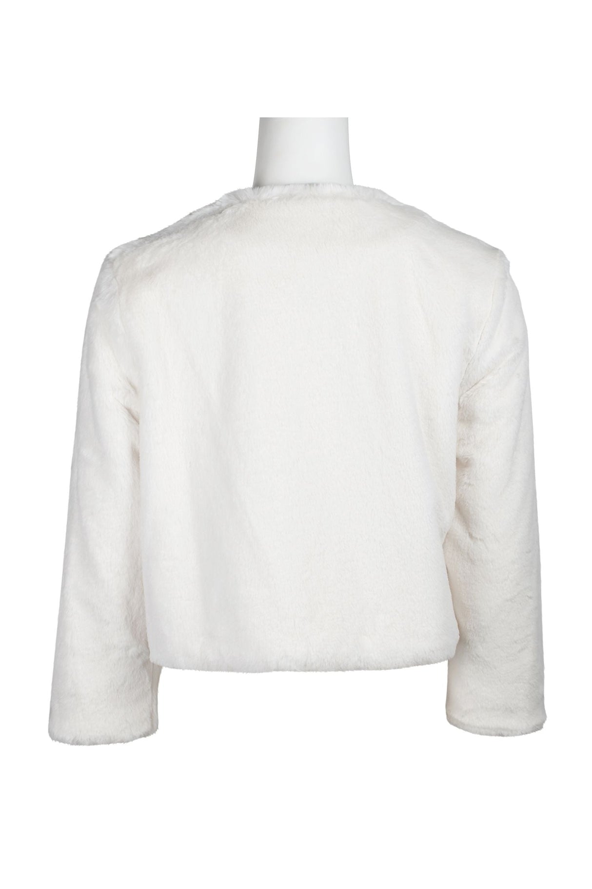 Adrianna Papell Crew Neck 3/4 Sleeve Solid Faux Fur Jacket by Curated Brands