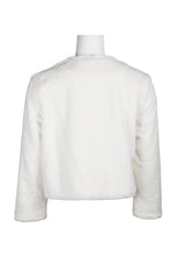 Adrianna Papell Crew Neck 3/4 Sleeve Solid Faux Fur Jacket by Curated Brands