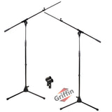 Microphone Stand with Boom Arm (Pack of 2) by GRIFFIN - Adjustable Holder Mount For Studio Recording by GeekStands.com