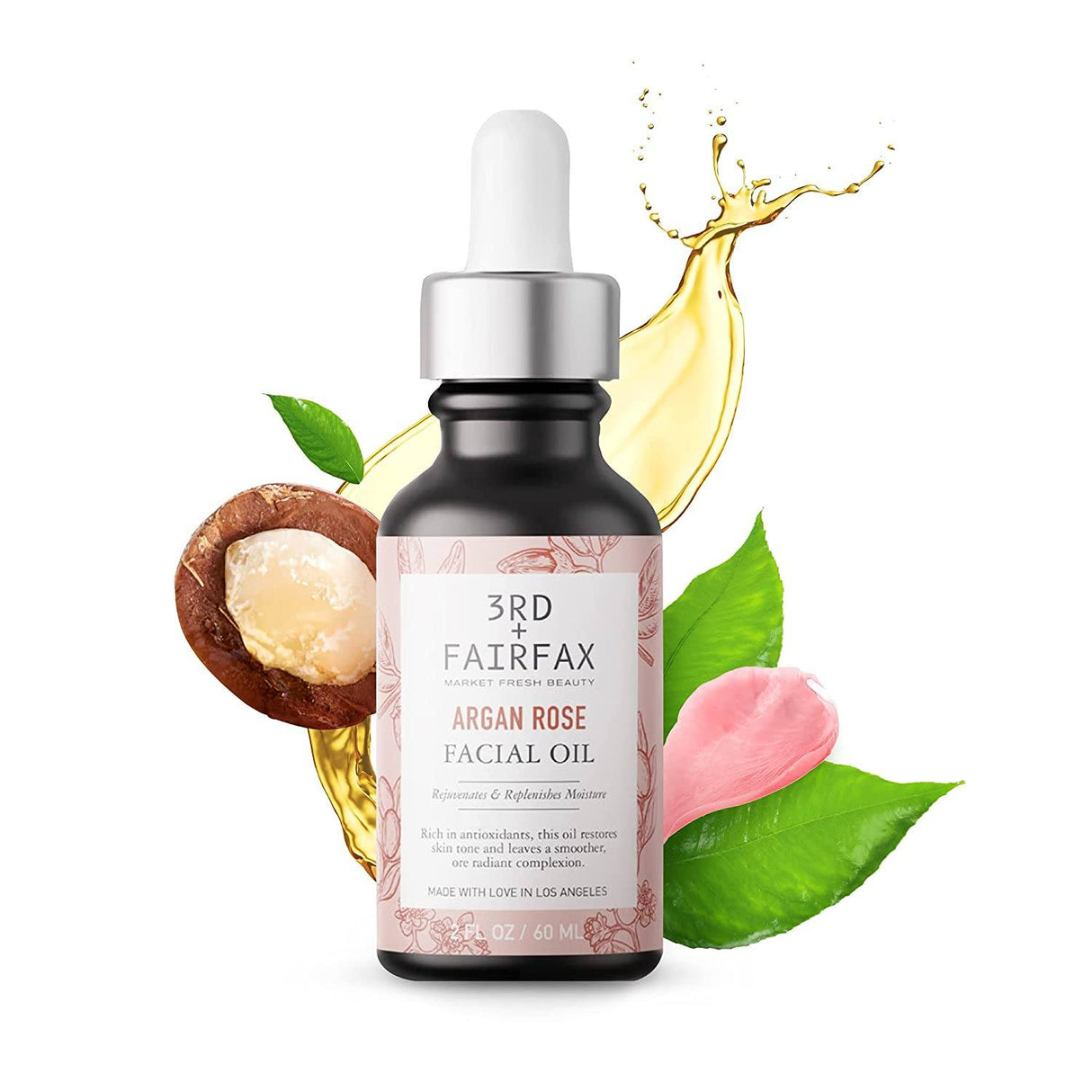 Argan Rose Moisturizing Facial Oil by 3rd + Fairfax Beauty, 2oz by  Los Angeles Brands