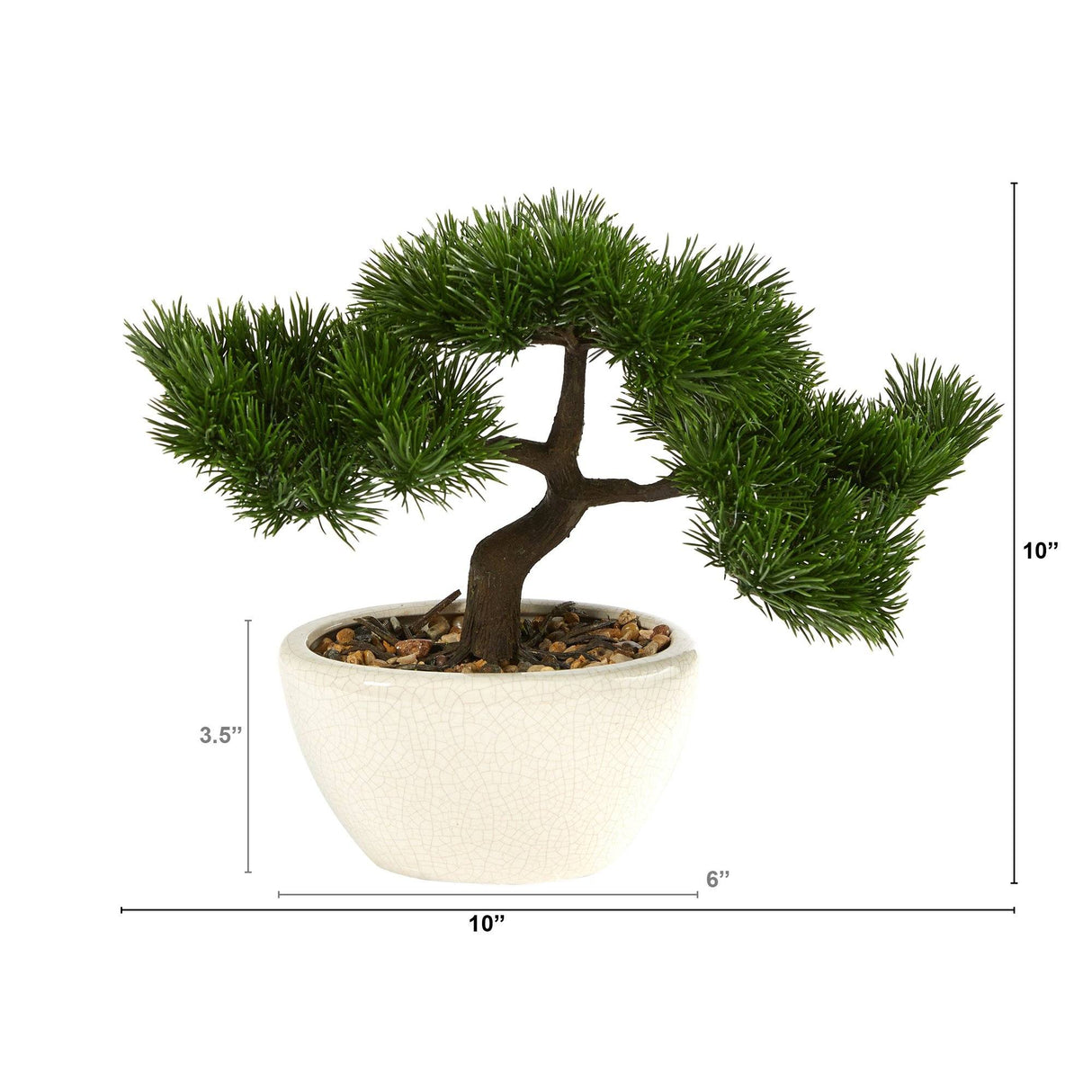 10” Cedar Bonsai Artificial Tree in Decorative Planter by Nearly Natural