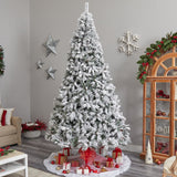 10' Flocked West Virginia Fir Artificial Christmas Tree with 800 Warm White LED Lights and 1680 Tips by Nearly Natural