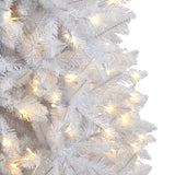 10’ Slim White Artificial Christmas Tree with 800 Warm White LED Lights and 2420 Bendable Branches by Nearly Natural