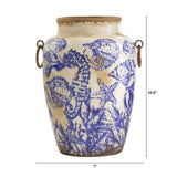 10.5” Nautical Ceramic Urn Vase by Nearly Natural