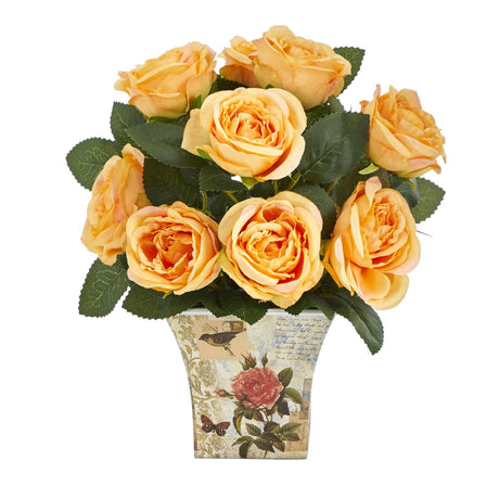 11” Rose Artificial Arrangement in Floral Vase by Nearly Natural