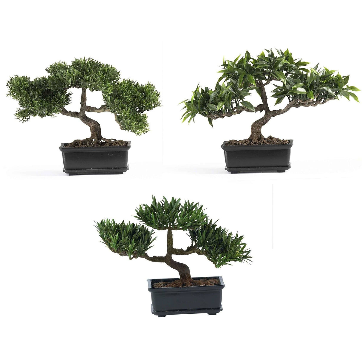 12" Bonsai Silk Plant Collection (Set of 3)" by Nearly Natural