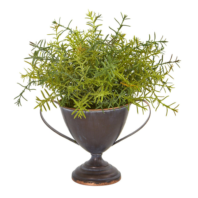 14” Rosemary Artificial Plant in Metal Goblet by Nearly Natural