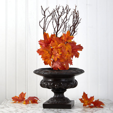 18” Autumn Maple Leaf Artificial Flower (Set of 2) by Nearly Natural