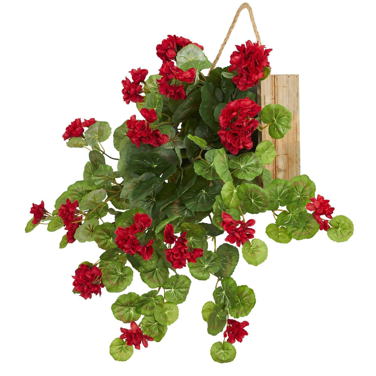 18” Geranium Artificial Plant in Decorative Hanging Frame by Nearly Natural