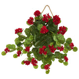 18” Geranium Artificial Plant in Decorative Hanging Frame by Nearly Natural