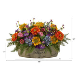 18” Mixed Flowers Artificial Arrangement in Decorative Vase by Nearly Natural