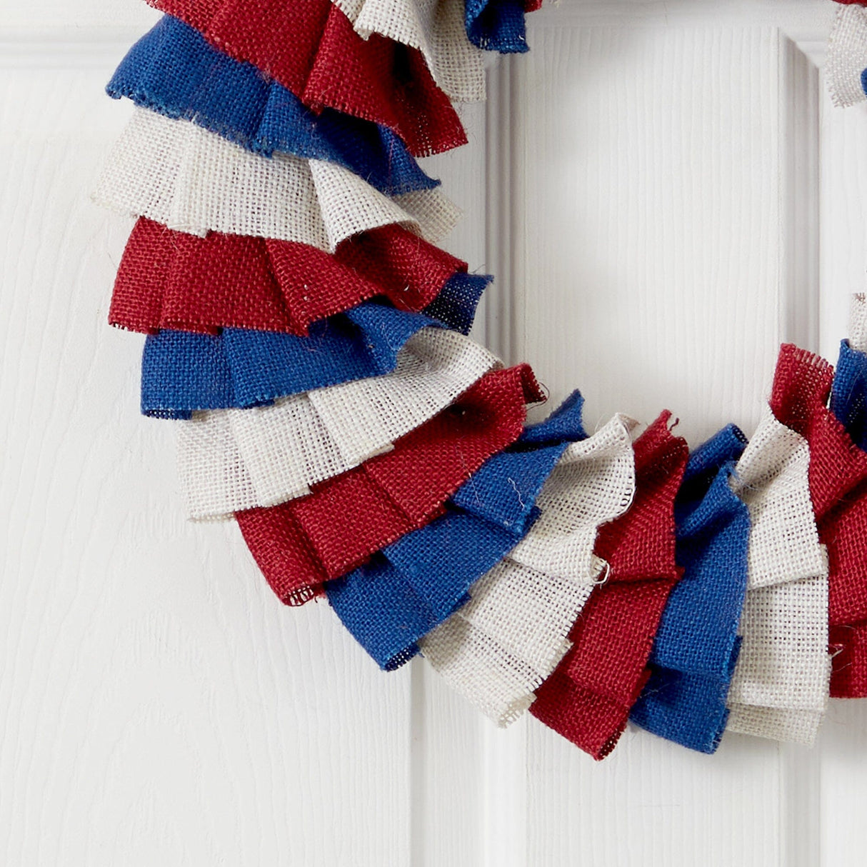 18” Red White and Blue “Americana” Burlap Wreath by Nearly Natural