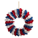 18” Red White and Blue “Americana” Burlap Wreath by Nearly Natural