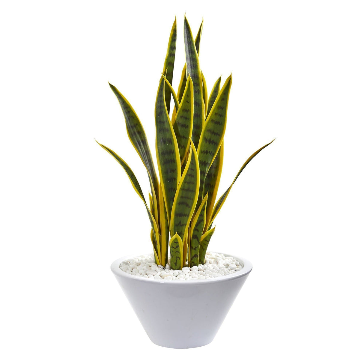 2’ Sansevieria Artificial Plant in White Bowl by Nearly Natural