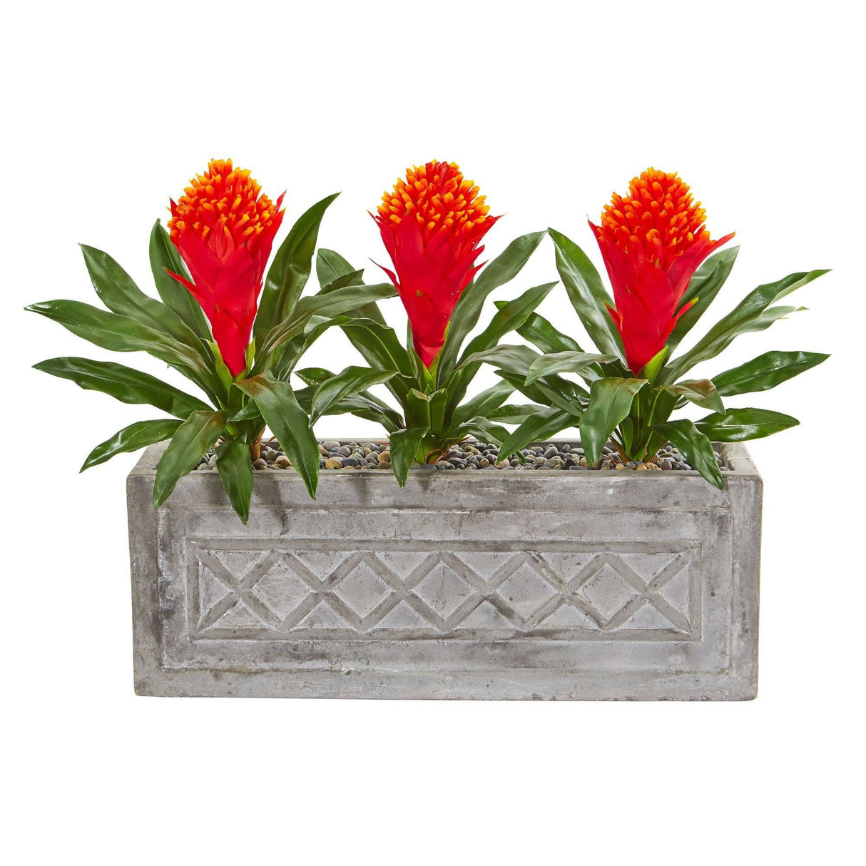 20” Bromeliad Artificial Plant in Stone Planter by Nearly Natural