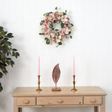 20” Hydrangea and Magnolia Artificial Wreath by Nearly Natural