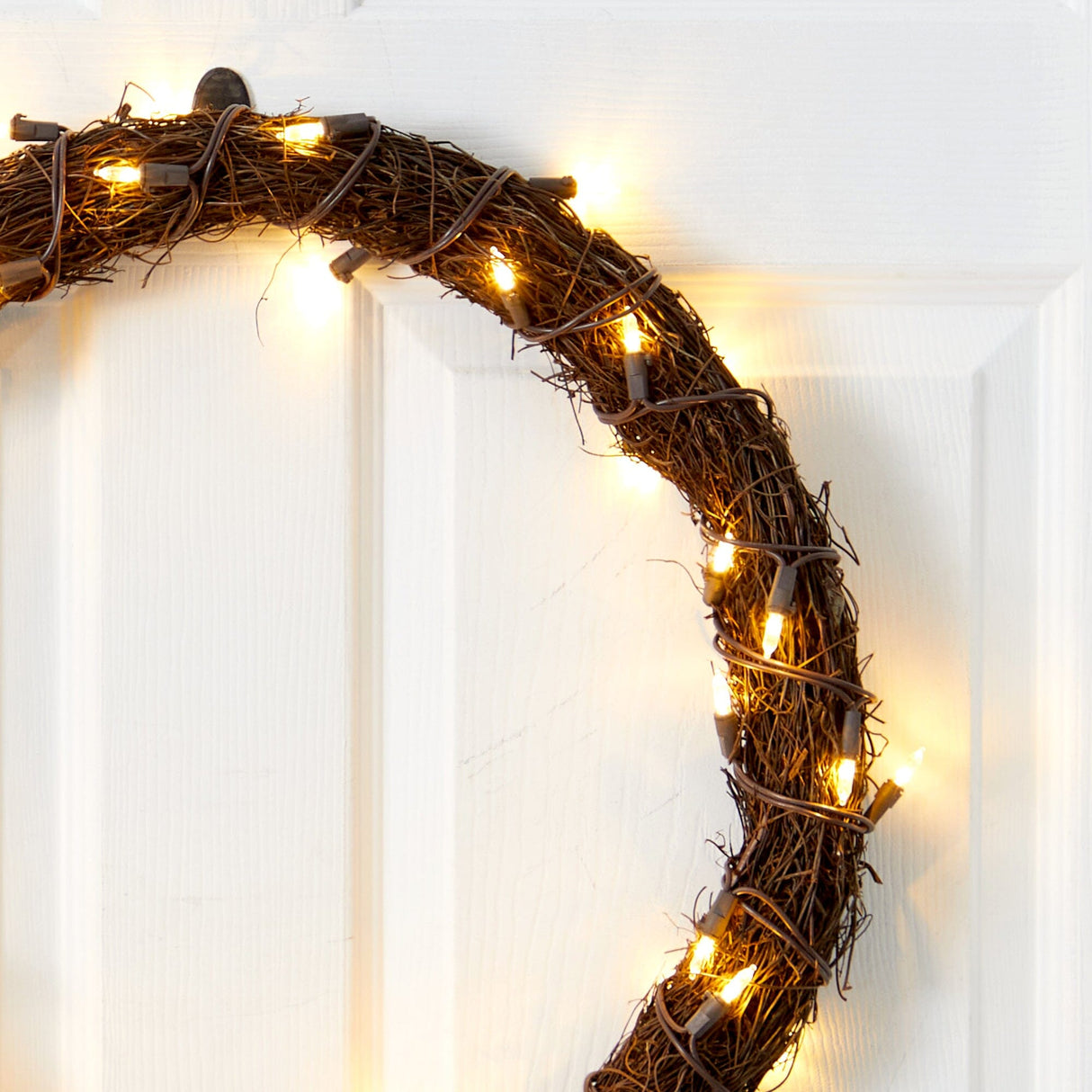 20” Vine Wreath with 50 White Warm LED Lights by Nearly Natural