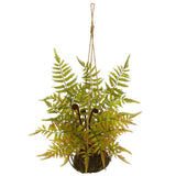 21” Fern Artificial Plant in Metal Hanging Basket by Nearly Natural