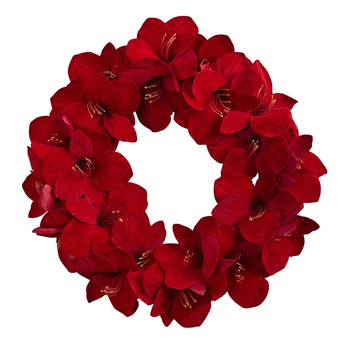 22” Amaryllis Wreath by Nearly Natural