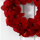 22” Amaryllis Wreath by Nearly Natural