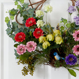 22” Spring Floral Wreath by Nearly Natural