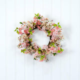 24" Cherry Blossom Wreath" by Nearly Natural