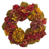 24” Fall Hydrangea Wreath by Nearly Natural