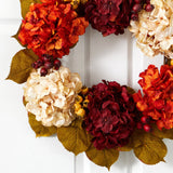 24” Fall Hydrangea Wreath by Nearly Natural